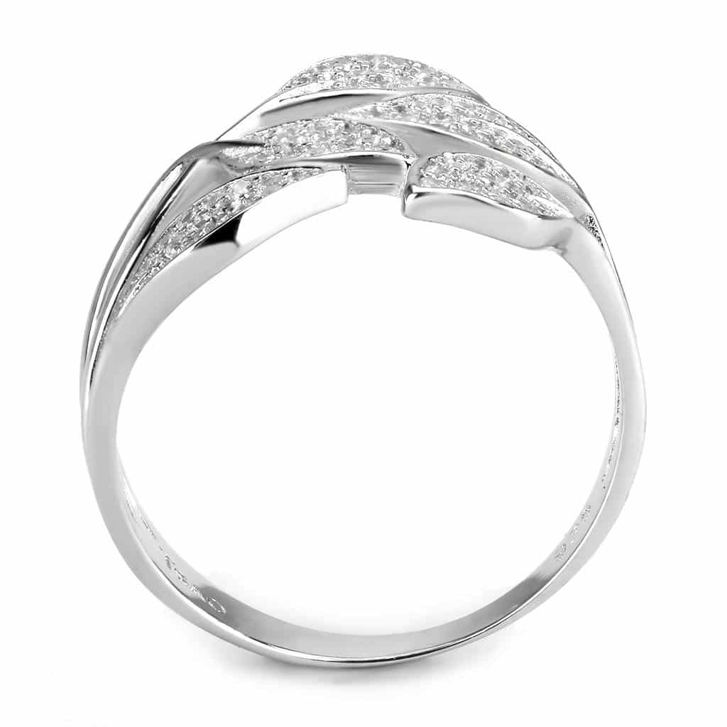 Sterling Silver CZ Pave Triple Leaf Open Ring view 9