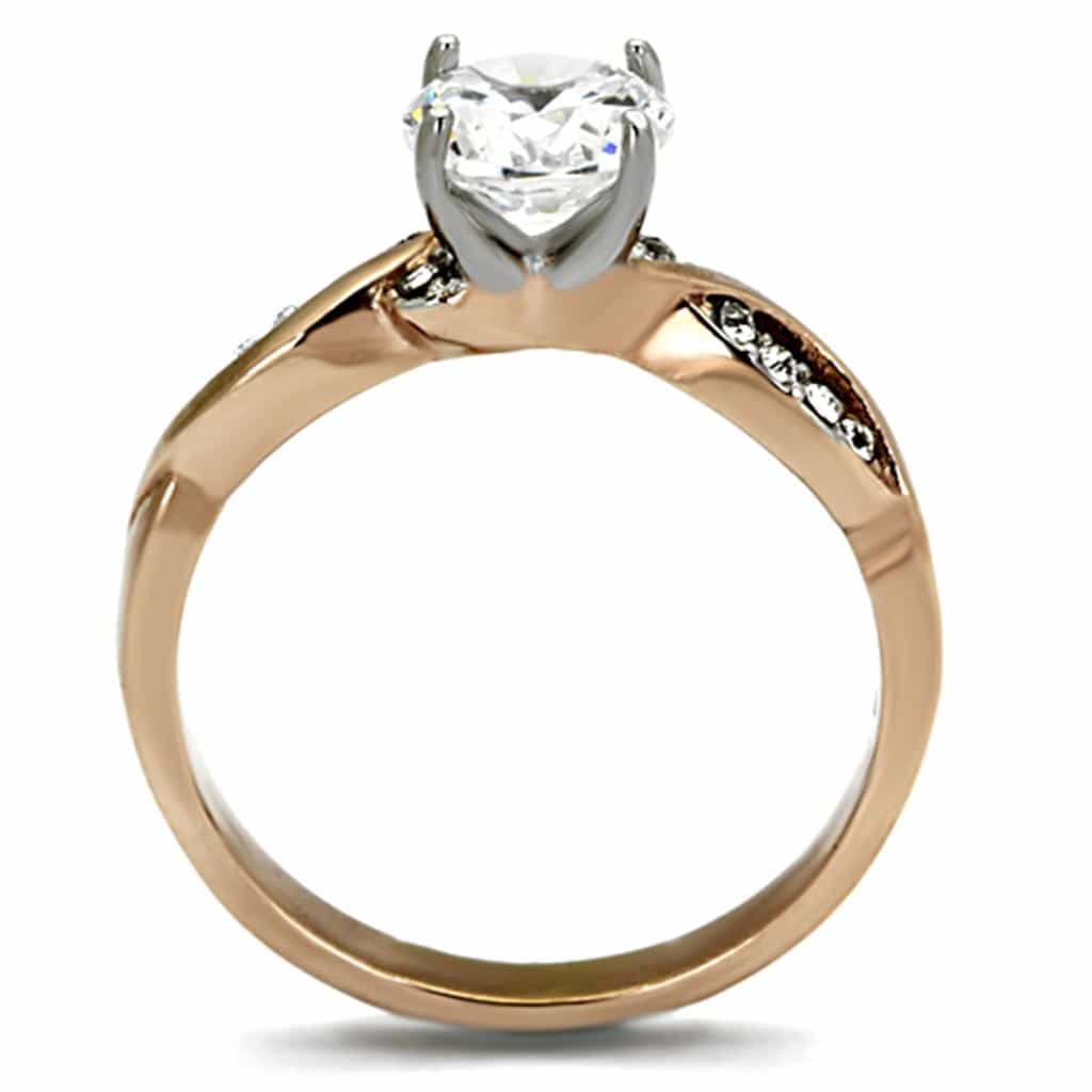 Stainless Steel Pavé Band Slim Ring Clear | The Stainless Jewelry view 3