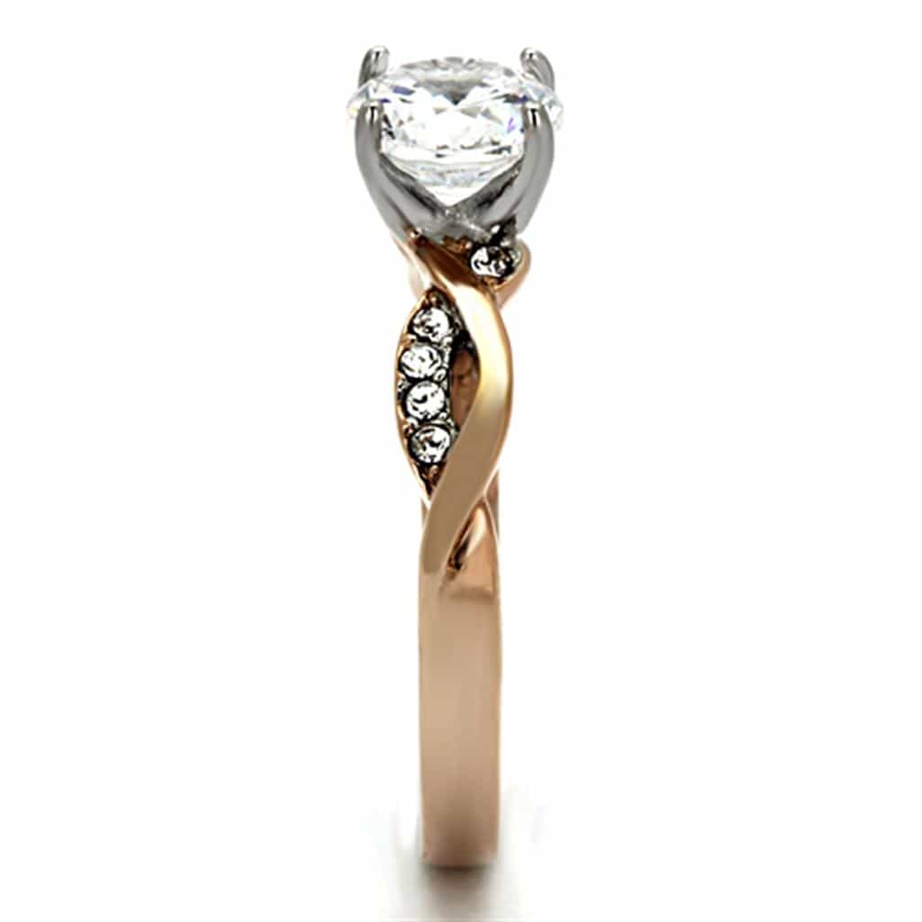 Stainless Steel Pavé Band Slim Ring Clear | The Stainless Jewelry view 4