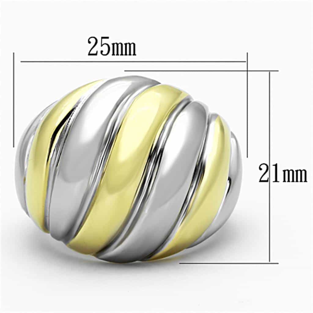 Stainless Steel Two Tone Gold Silver Polished Swirl Dome Ring view 6