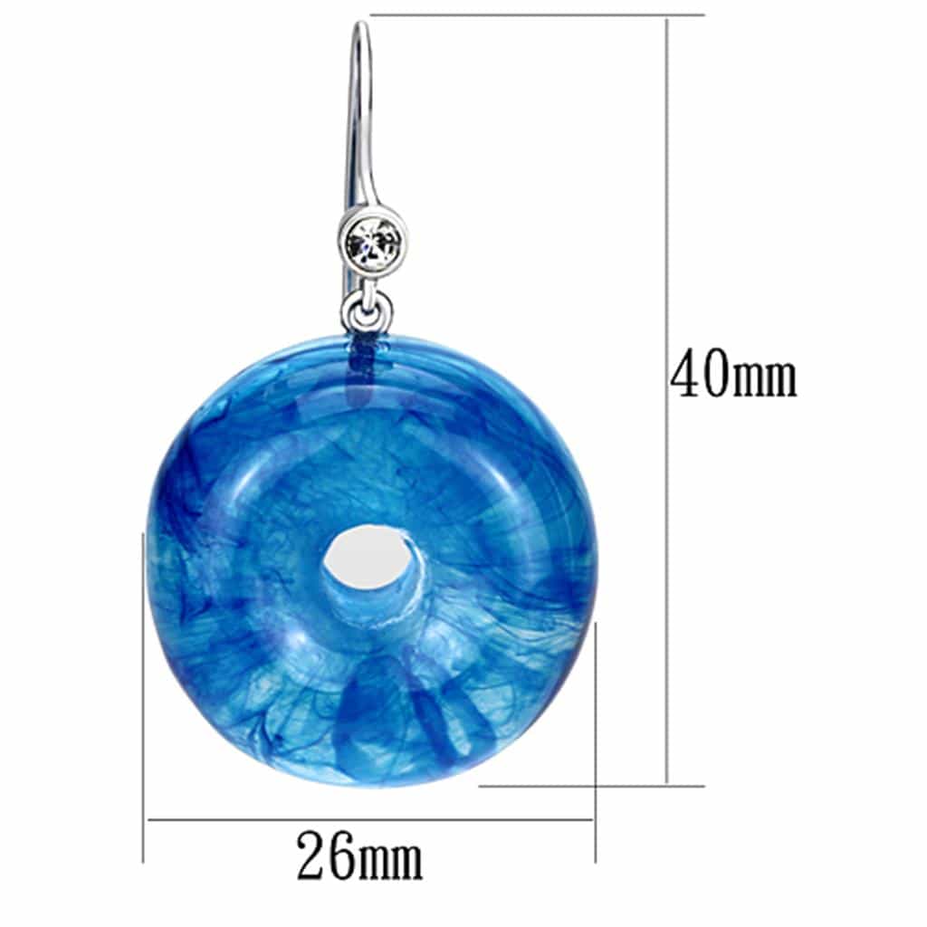 Brass Blue Glass Earrings | The Stainless Jewelry view 2