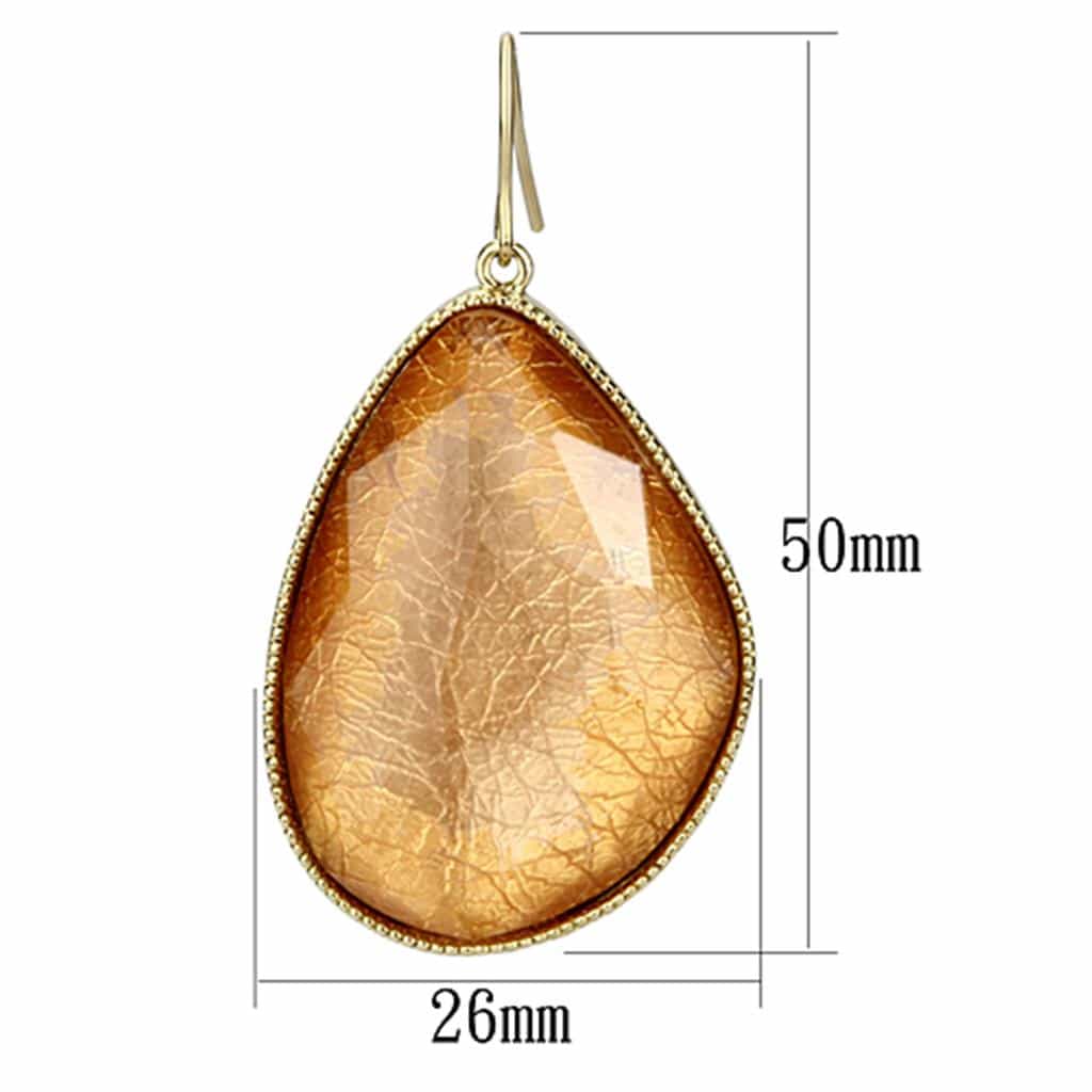 Brass Gold Mint Rutilated Quartz Teardrop Hook Earrings view 2
