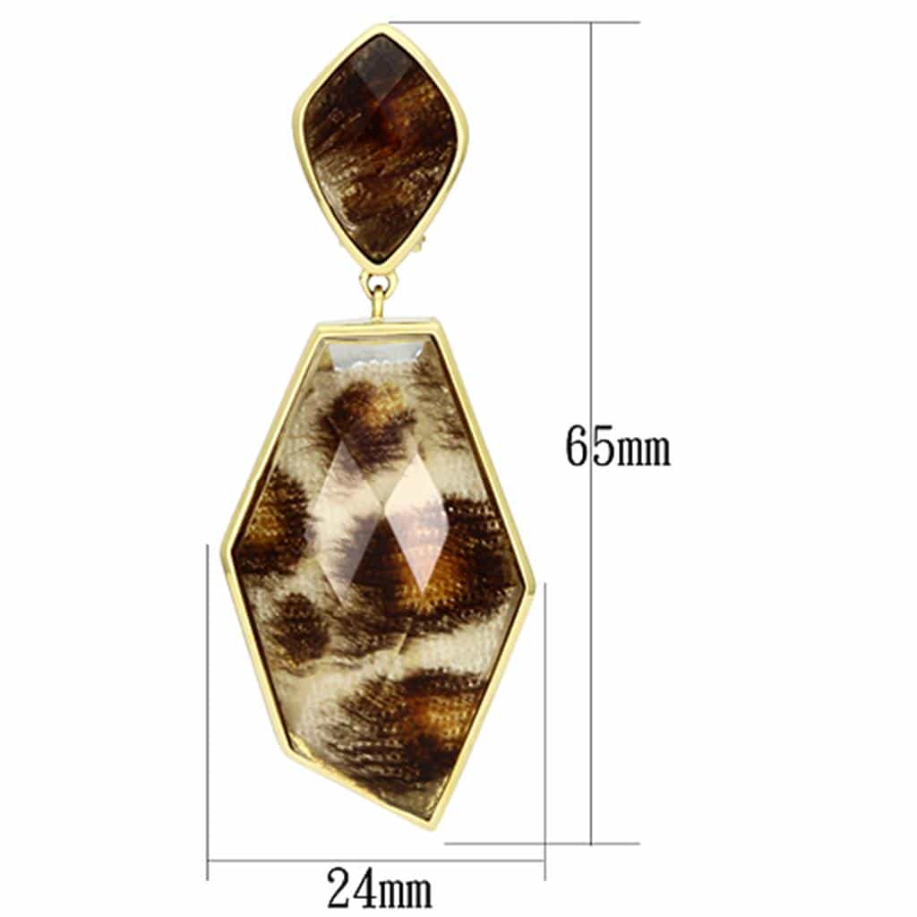 Brass Gold Ivory Leopard Enamel Drop Earrings view 2