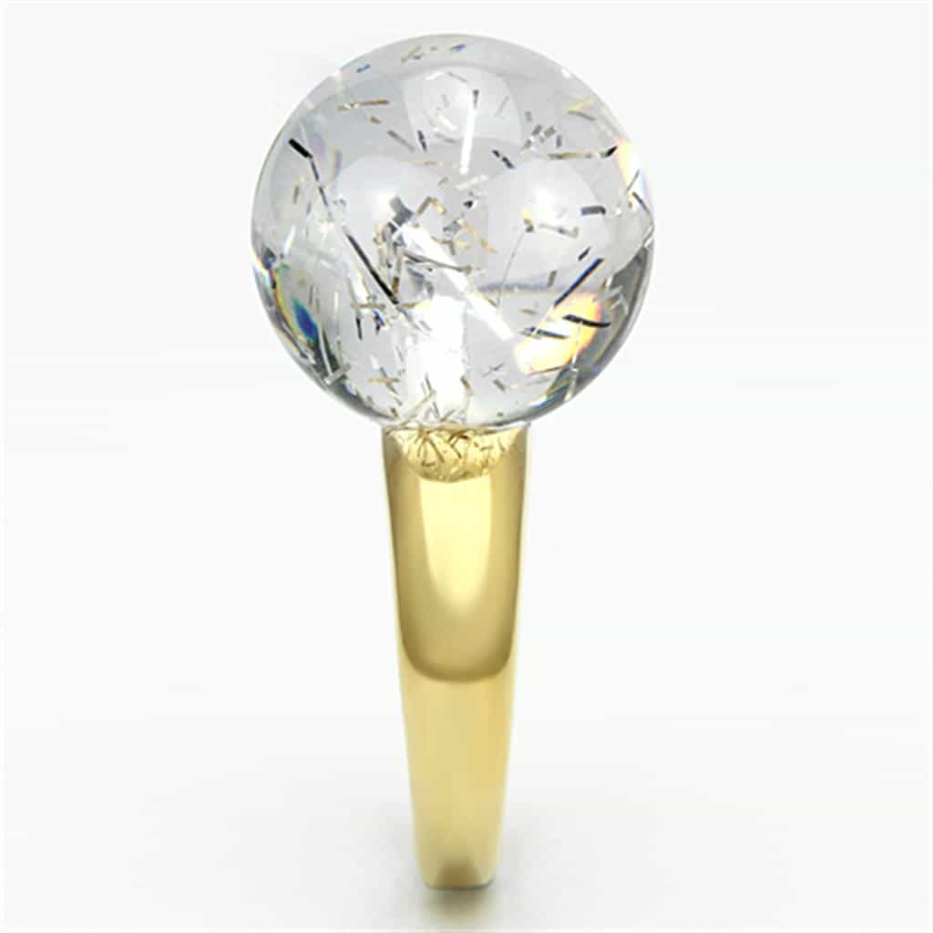 Brass Clear Crystal Globe Cocktail Ring | The Stainless Jewelry view 8
