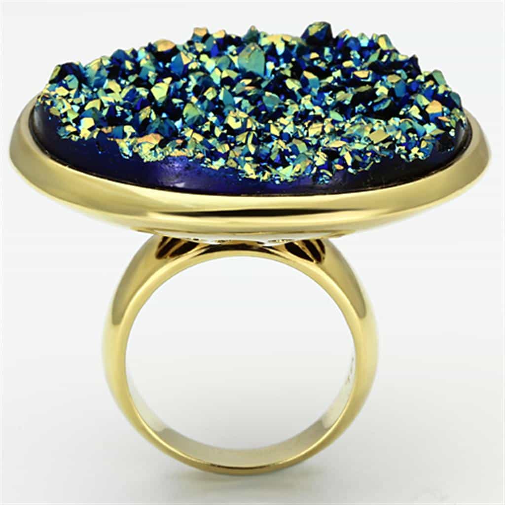 Brass Sapphire Synthetic Ring | The Stainless Jewelry view 3
