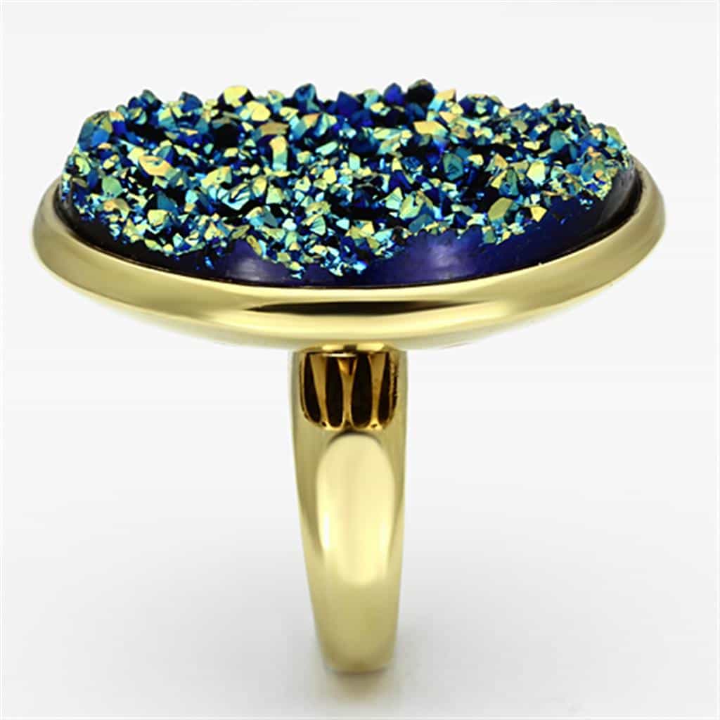 Brass Sapphire Synthetic Ring | The Stainless Jewelry view 4