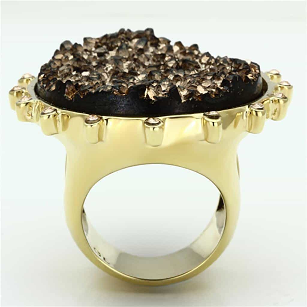 Brass Oval Stone Bezel Ring | The Stainless Jewelry view 3