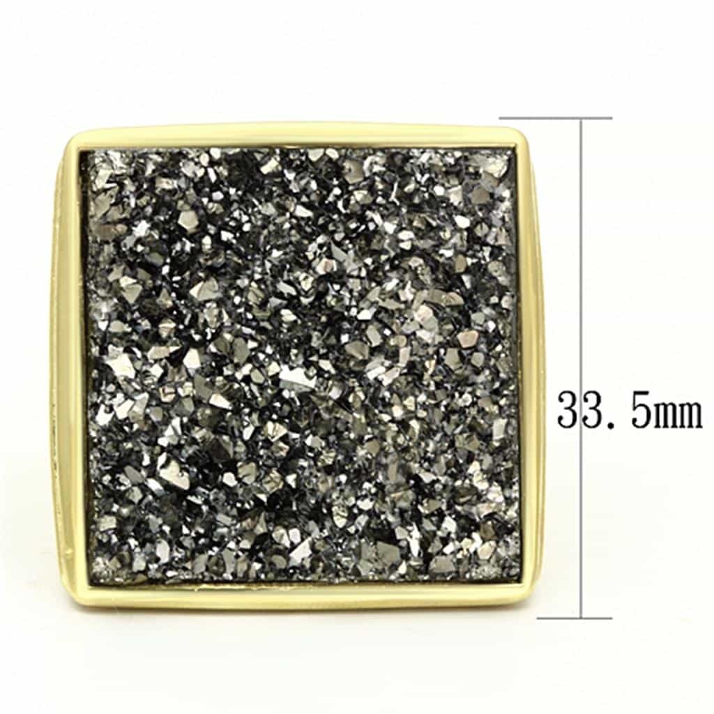 Brass Druzy Square Ring | The Stainless Jewelry view 2