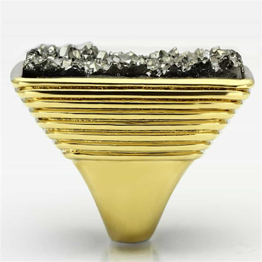 Brass Druzy Square Ring | The Stainless Jewelry view 4