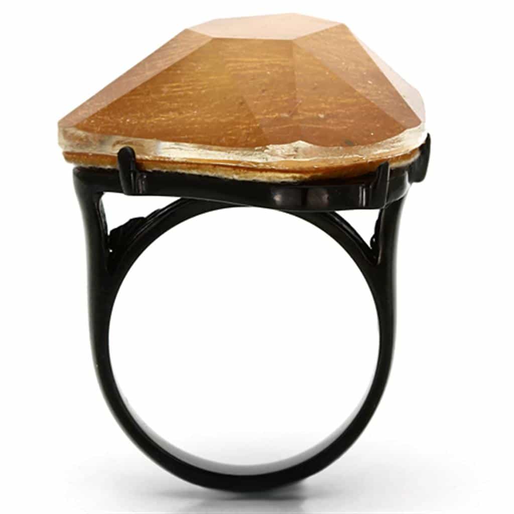 Stainless Steel Golden Topaz Oval Ring | The Stainless Jewelry view 7