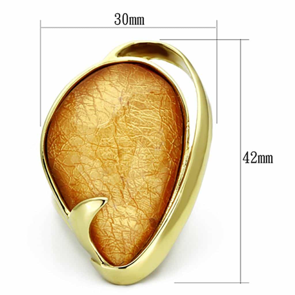 Stainless Steel Orange Cabochon Round Ring view 6