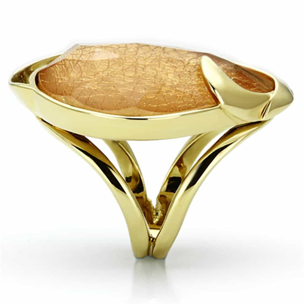 Stainless Steel Orange Cabochon Round Ring view 8