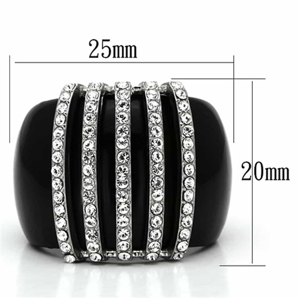 Stainless Steel Onyx Stripe Dome Ring | The Stainless Jewelry view 6