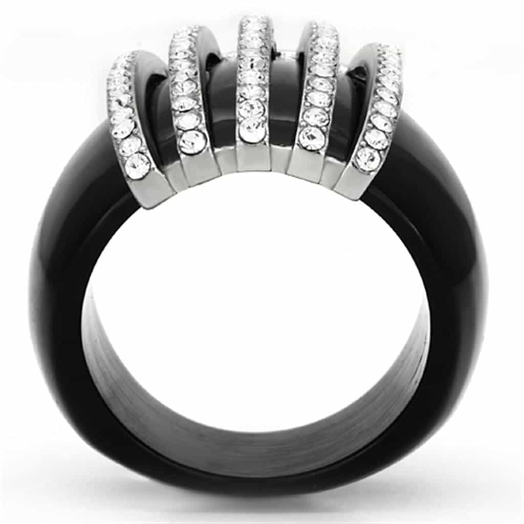 Stainless Steel Onyx Stripe Dome Ring | The Stainless Jewelry view 7