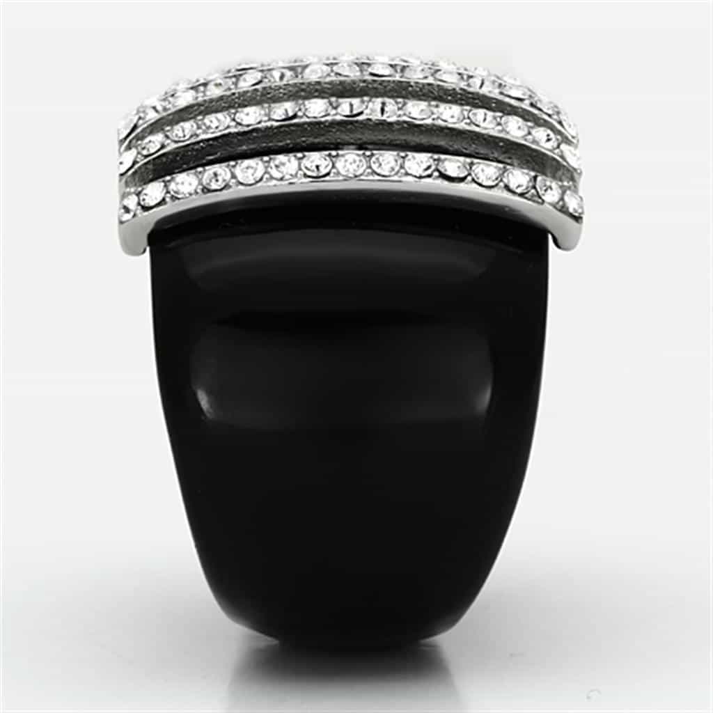 Stainless Steel Onyx Stripe Dome Ring | The Stainless Jewelry view 4
