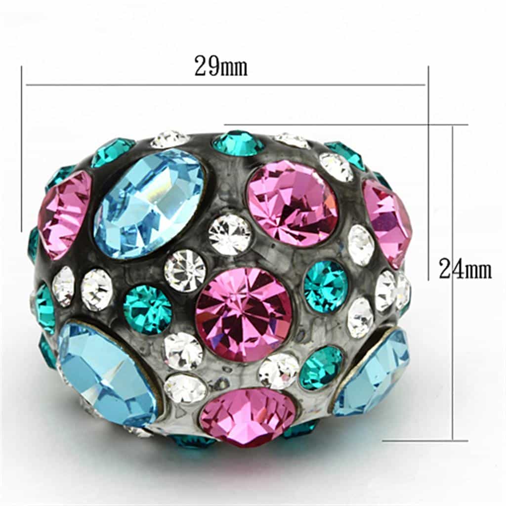 Resin Turquoise Striped Band Ring | The Stainless Jewelry view 2