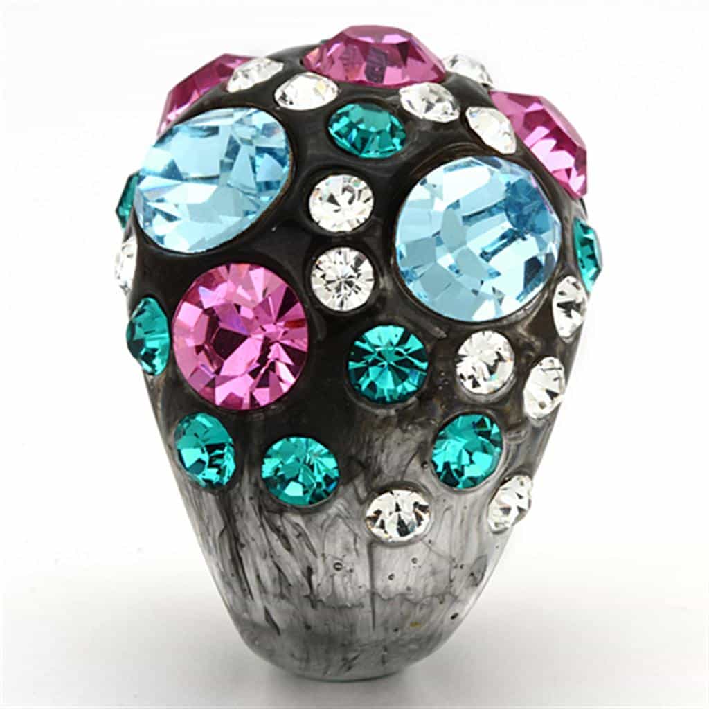 Resin Turquoise Striped Band Ring | The Stainless Jewelry view 4