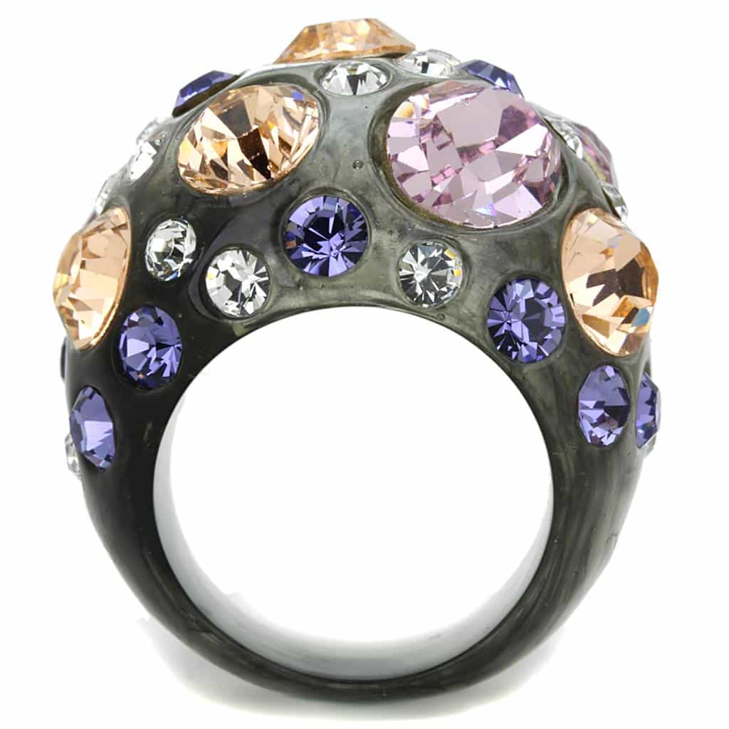 Resin Blue Striped Band Ring | The Stainless Jewelry view 3