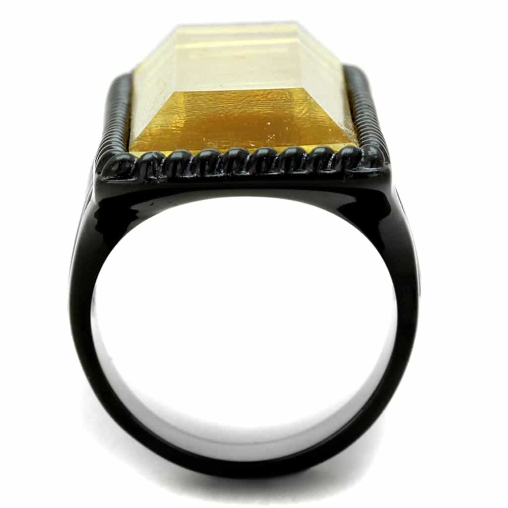 Stainless Steel Citrine Rectangle Ring | The Stainless Jewelry view 3