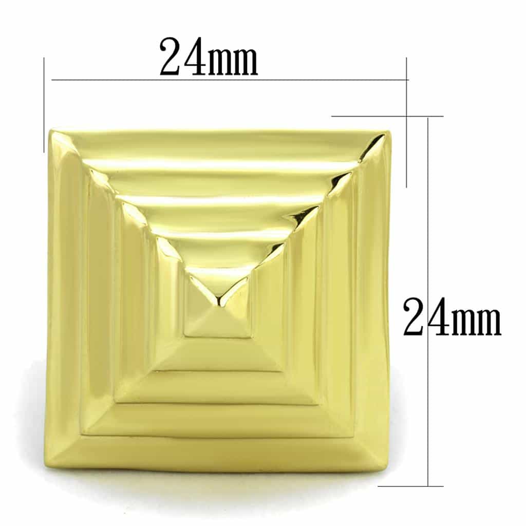 Stainless Steel Gold Black Onyx Pyramid Ring view 6