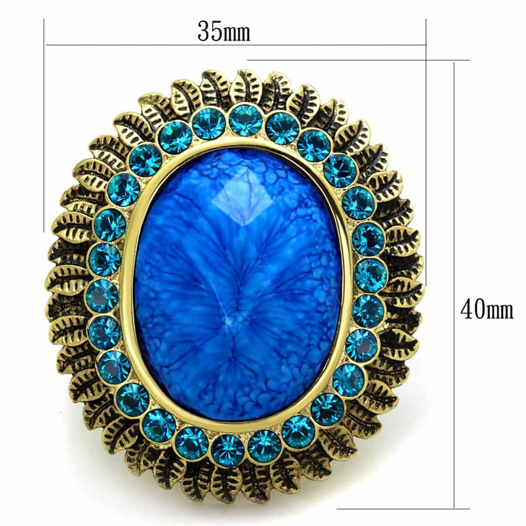 Stainless Steel Textured Gold Ring Blue | The Stainless Jewelry view 6