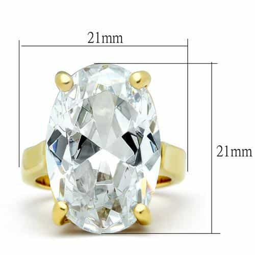 Brass Gold CZ Oval Large Prong Filigree Cocktail Ring view 2