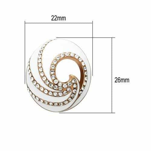 Brass Two Tone Rose Gold CZ Pave Spiral Swirl Studs Earrings view 2