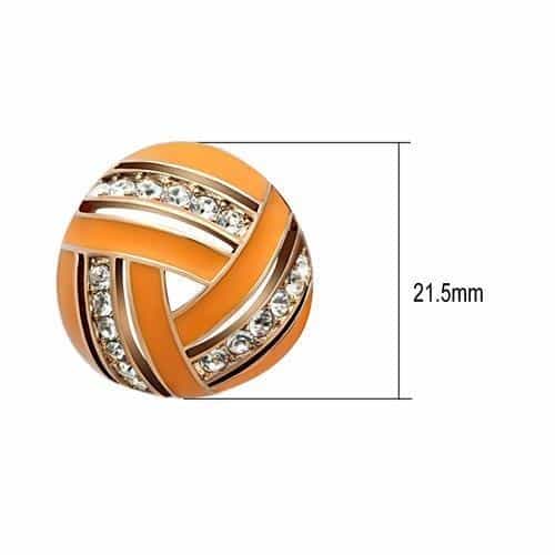 Brass Gold Orange Enamel CZ Woven Knot Round Studs Earrings view 2