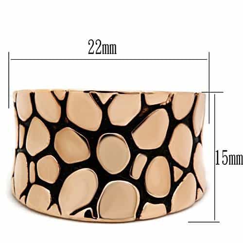 Brass Rose Gold Black Enamel Leopard Print Wide Dome Ring view 2
