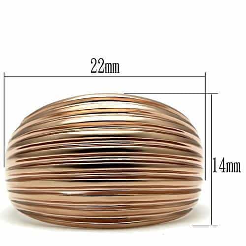Brass Rose Gold Polished Ribbed Wave Wide Dome Ring view 2