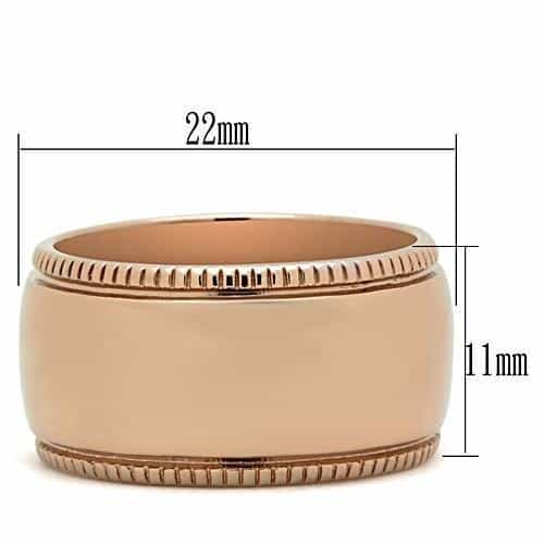 Brass Rose Gold Polished Milgrain Edge Wide Band Ring view 2