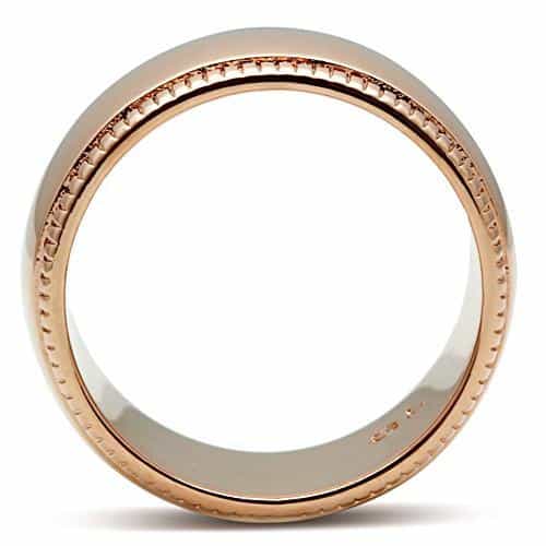 Brass Rose Gold Polished Milgrain Edge Wide Band Ring view 3