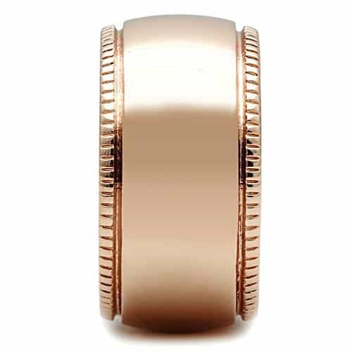 Brass Rose Gold Polished Milgrain Edge Wide Band Ring view 4