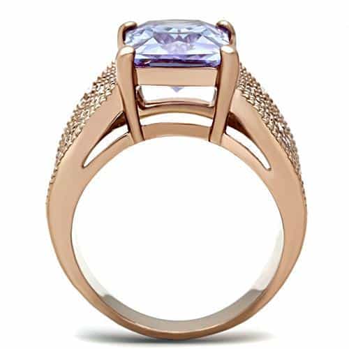 Brass Rose Gold Lavender Princess Pink Pave Fluted Cocktail Ring view 3