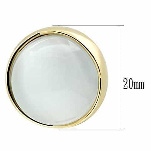 Brass Gold Cat Eye Moonstone Round Bezel Studs Earrings view 2