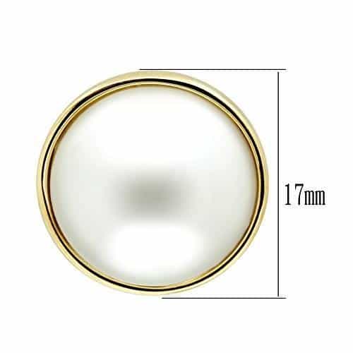 Brass Gold Pearl Round Bezel Large Drop Studs Earrings view 2