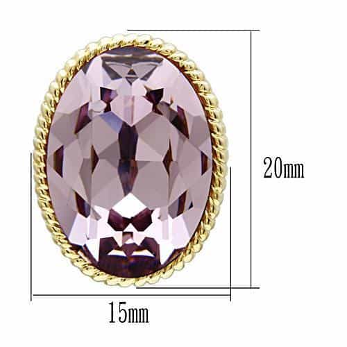 Brass Gold Lavender Amethyst Oval Rope Twist Studs Earrings view 2