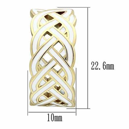 Brass Gold White Enamel Celtic Knot Weave Hoop Studs Earrings view 2