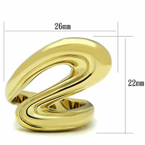 Brass Gold Polished Sculpted Paisley Drop Open Ring view 2