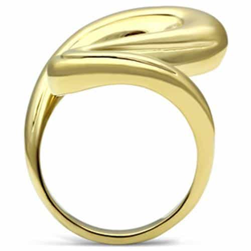 Brass Gold Polished Sculpted Paisley Drop Open Ring view 3