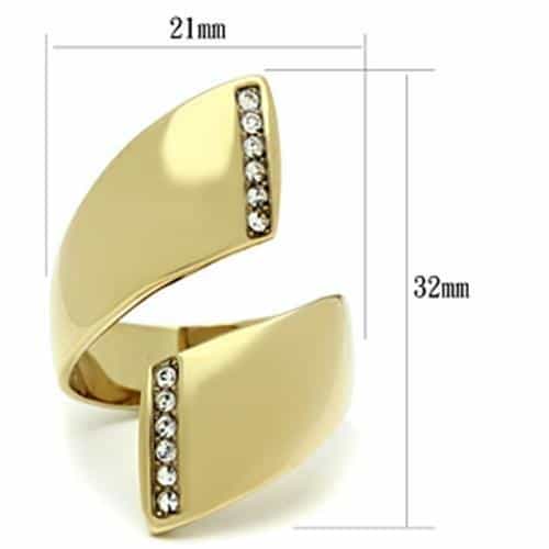 Brass Gold CZ Pave Bar Bypass Open Ring | The Stainless Jewelry view 2