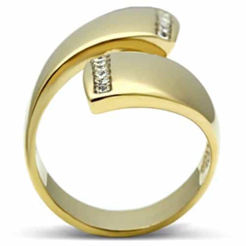 Brass Gold CZ Pave Bar Bypass Open Ring | The Stainless Jewelry view 3