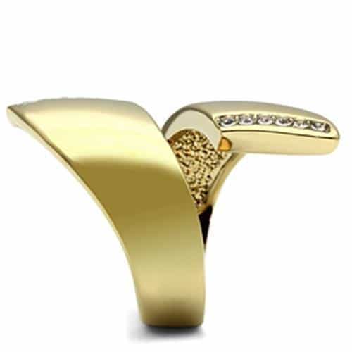 Brass Gold CZ Pave Bar Bypass Open Ring | The Stainless Jewelry view 4