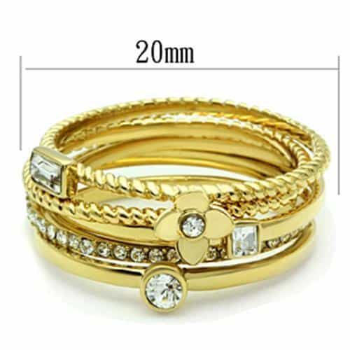 Brass Gold CZ Baguette Pave Multi Band Stackable Set Ring view 2