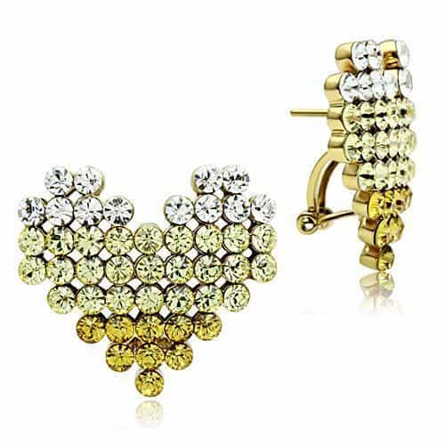 Brass Gold Yellow Green Crystal Starfish Flower Studs Ring view 2