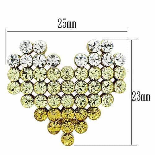Brass Gold Yellow Green Crystal Starfish Flower Studs Ring view 3