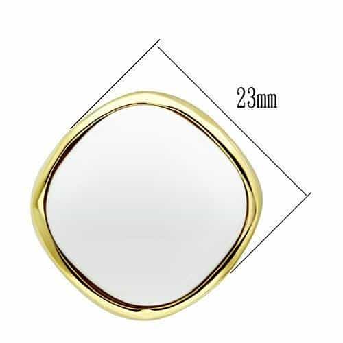 Brass Gold White Enamel Cushion Dome Studs Earrings view 3