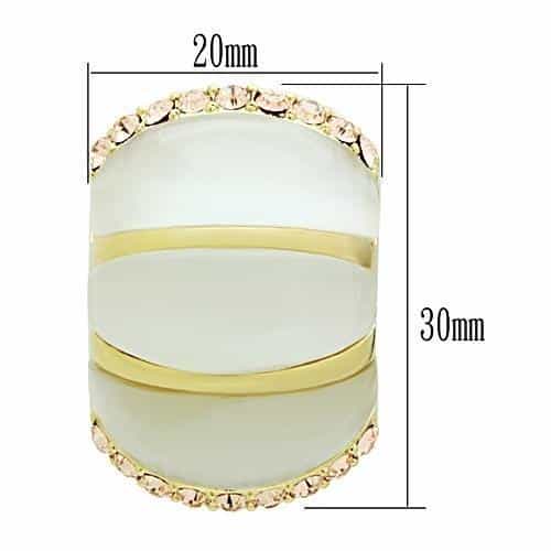 Brass Gold Cat Eye Opal CZ Pave Triple Dome Studs Earrings view 3
