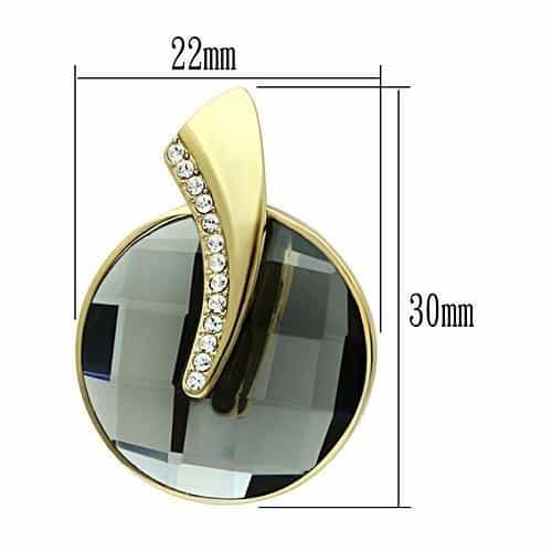 Brass Gold Smoky Grey Crystal Round CZ Swirl Leverback Earrings view 3
