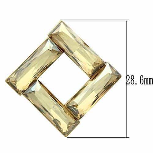 Brass Gold Champagne Crystal Open Square Geometric Hoops Ring view 3